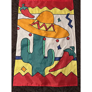 Fiesta Southwest Mexican Pepper Cactus Fiesta Garden Home Yard Flag 28 “ x 44”